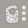 Unbuttoned baby bib with metal press-on buttons. small carrots,bunnies print