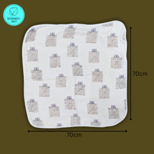 Muslin Hooded Towel with little cute owl prints. Soft breathable, safe for baby skin. 70x70cm full open image