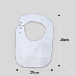 Premium baby bib back design. Soft to touch, size chart 28cm x 20cm