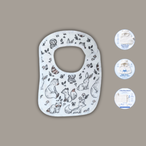 Premium baby bib with black and brown Animals design. Soft to touch