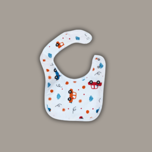 Car design muslin baby bib. Soft to touch. with Water resistant layer.